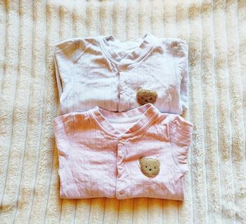 Lot de 2 pyjamas sans pied 100% coton 18 mois ouverture devant broderie ours