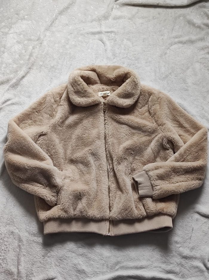 Veste beige fausse fourrure taille M - photo numéro 2