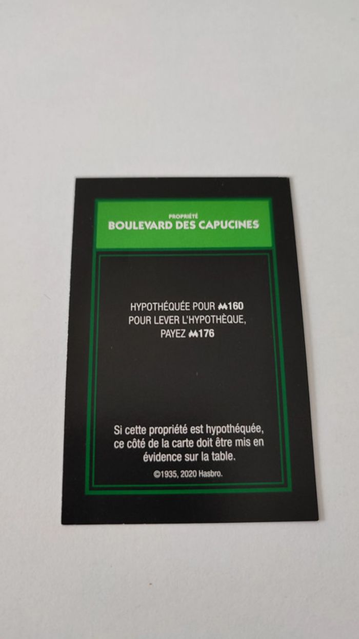 Carte Boulevard des capucines pièce jeu de société Monopoly mauvais perdants Hasbro Gaming #B77 - photo numéro 2