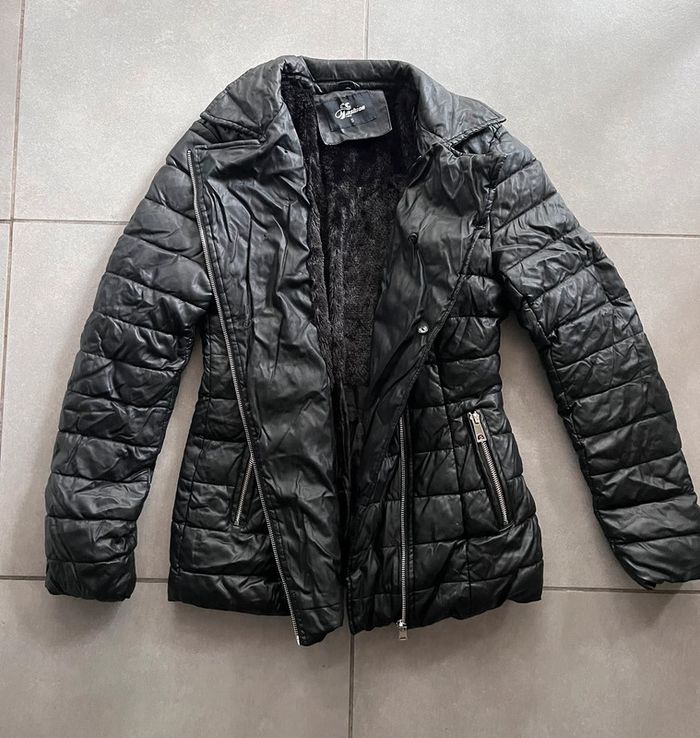 Manteau veste chaude femme simili cuir taille 36/S noire - photo numéro 4