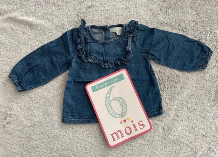 Blouse en jean fille, 6 mois