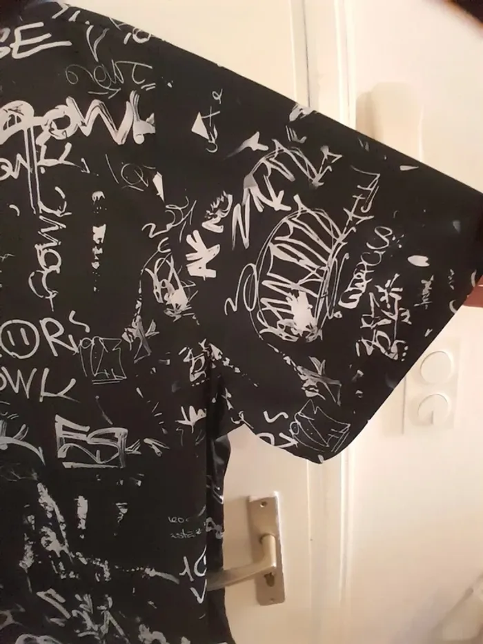 T-shirt avec graffiti, pour homme ou femme, noir et blanc taille 6XL - photo numéro 4