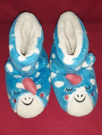 Chaussons bleu à pois enfant licornes