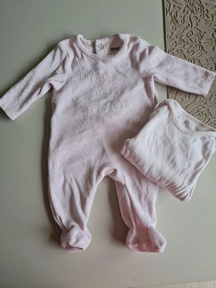 Pyjama orchestra rose et bodie manche longue 3 mois - photo numéro 2