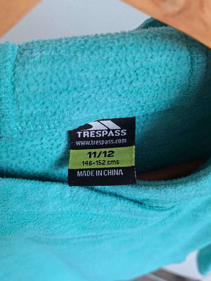 Pull sweat à capuche Trespass vert d'eau, bleu enfant 11/12 ans - photo numéro 5