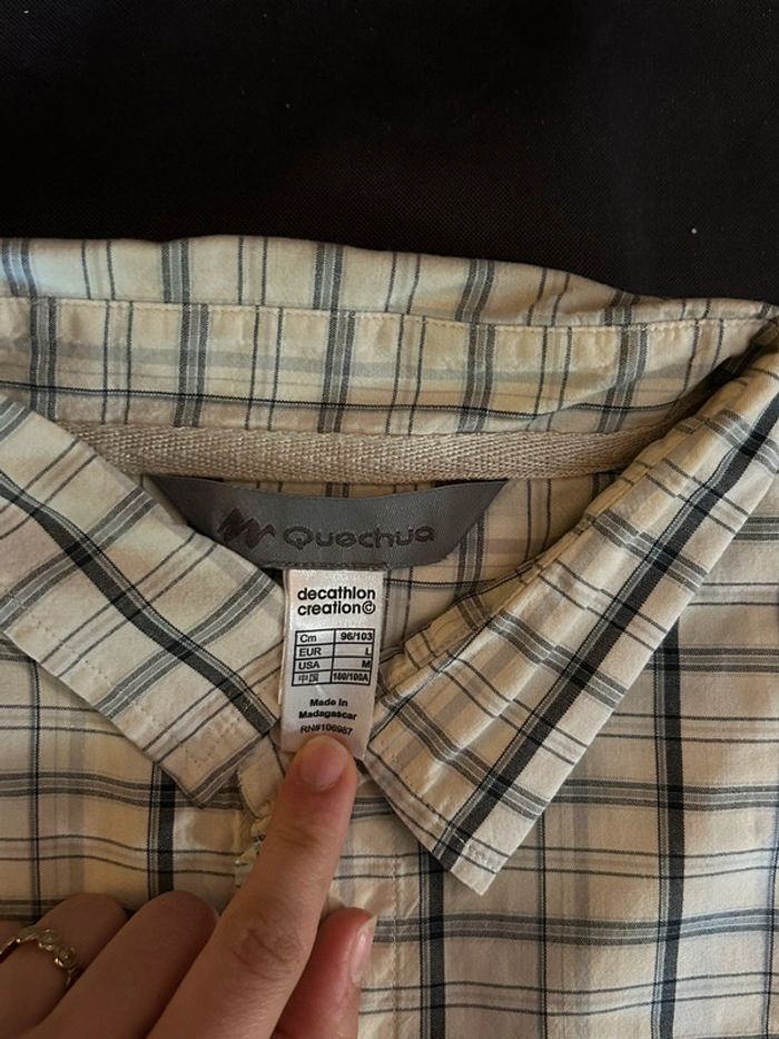 649 - chemise beige à carreaux - photo numéro 2
