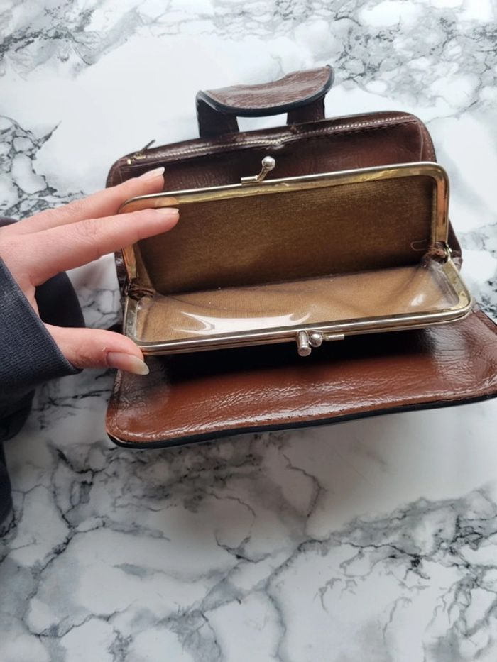 Porte monnaie en cuir marron vintage - photo numéro 10