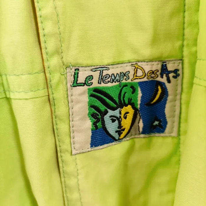 Veste coupe-vent vintage Le Temps des As vert fluo orange coton polyester 80s taille L A1475 - photo numéro 6