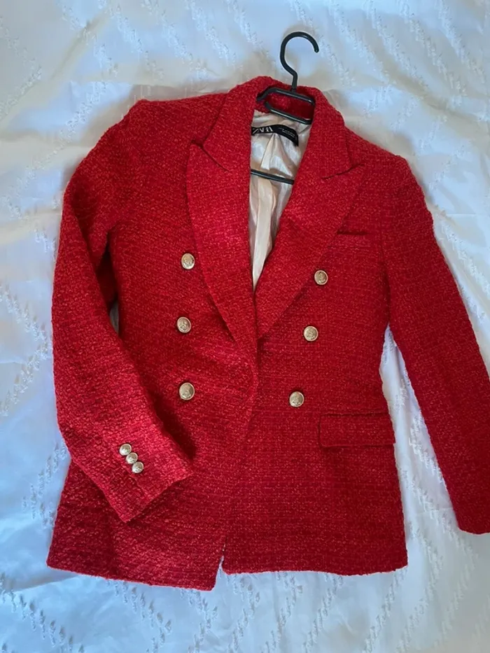 Zara Veste blazer tailleur tweed à boutonnage croisé taille XS - photo numéro 8