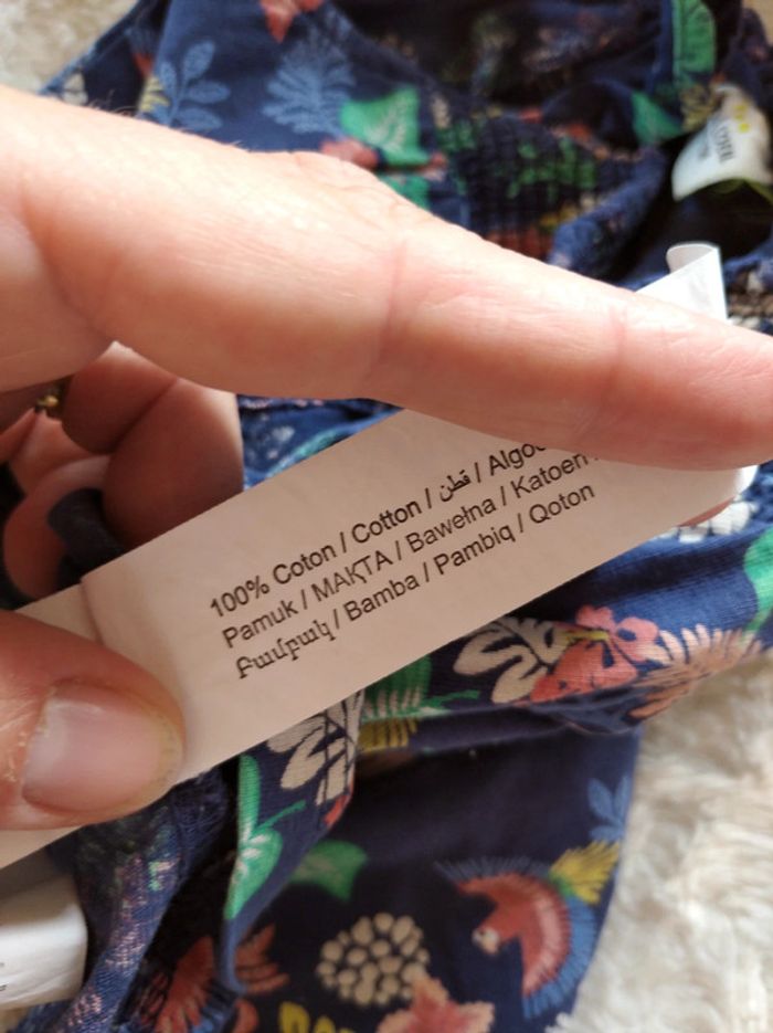 Tee shirt chemise sans manche à bretelles Fille 9 mois Jungle Perroquet Tao 100% coton - photo numéro 7