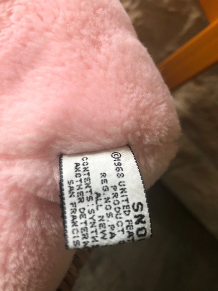Peluche Doudou Vintage Snoopy Blanc Rose 28 Cm 1968 United Syndicate - photo numéro 6