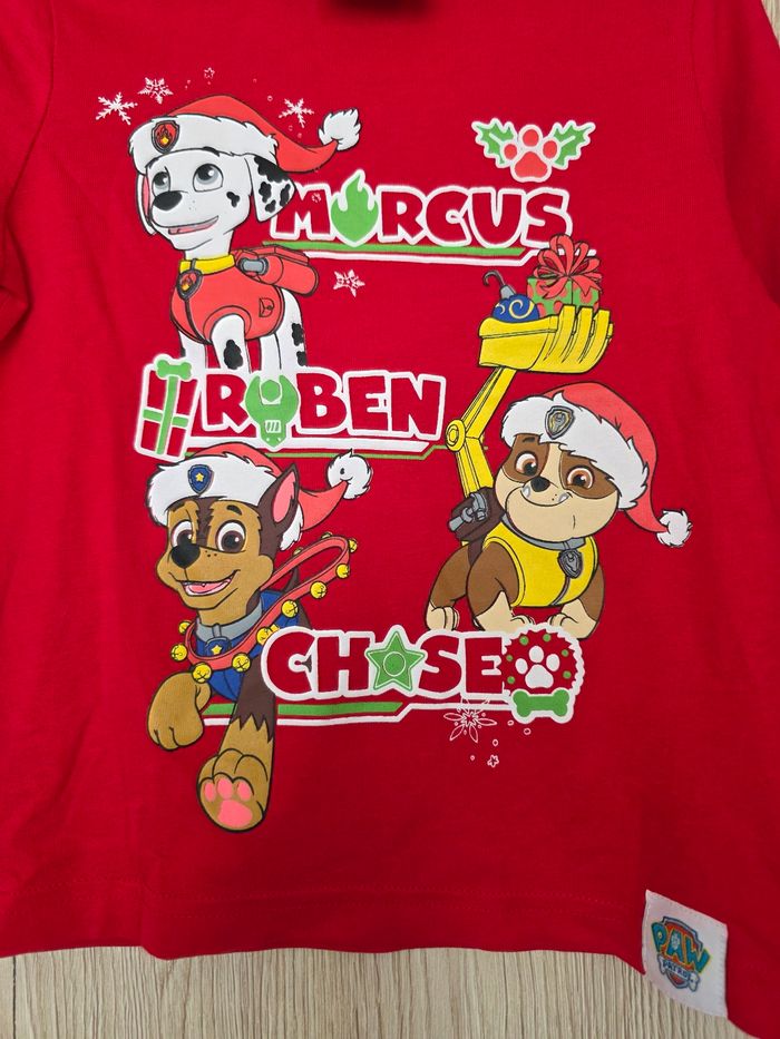 TEE-SHIRT MANCHE LONGUE NOËL PAW PATROL 4ANS COMME NEUF - photo numéro 2