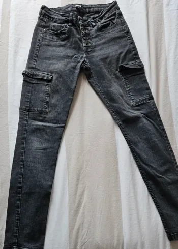 jean 4 boutons skinny Liberto taille haute délavée  gris et noir taille 38