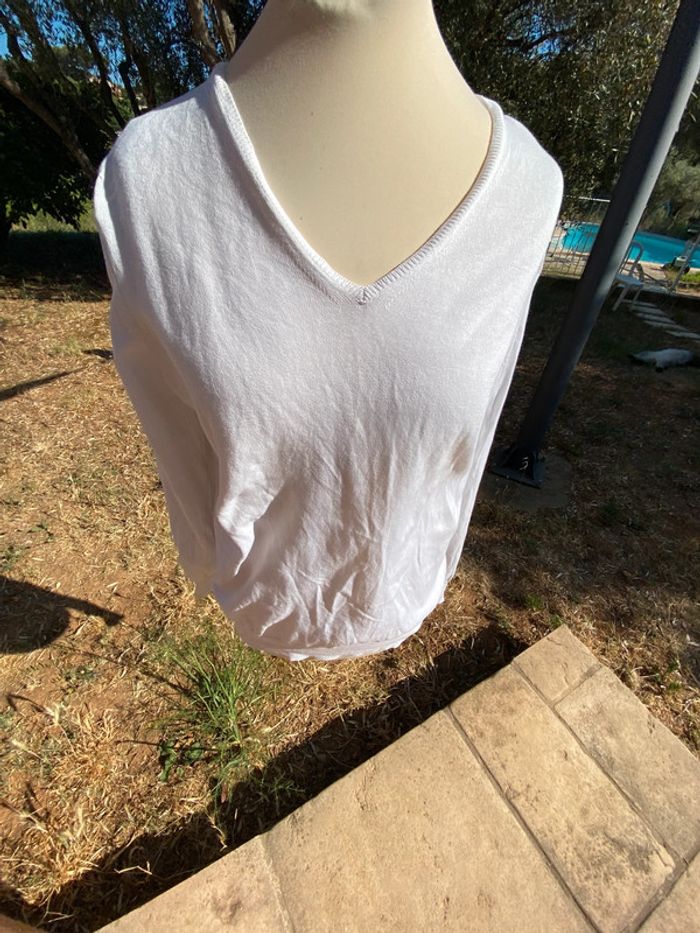 Pull léger blanc  coton zara m - photo numéro 8