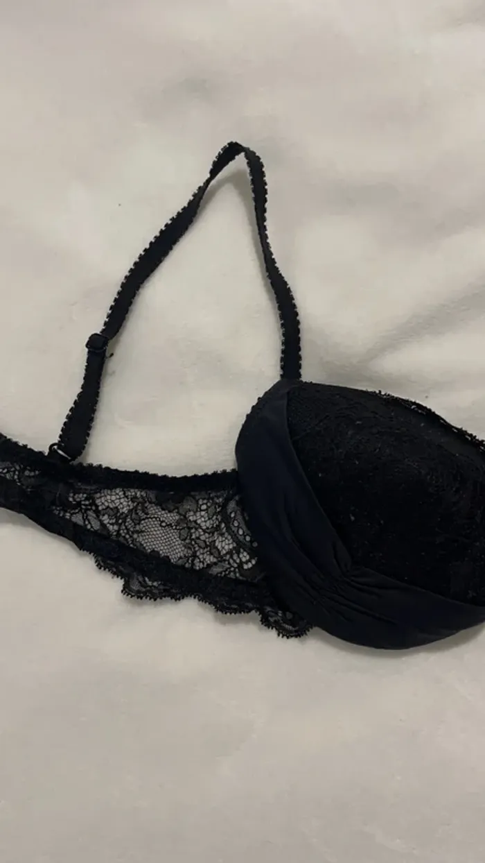 Soutient gorge noir dentelle, satin et strass - photo numéro 2