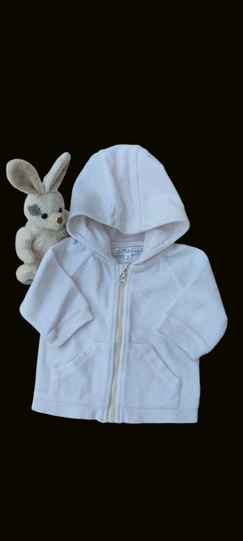 Gilet zippé à capuche mixte - T. 3 mois
