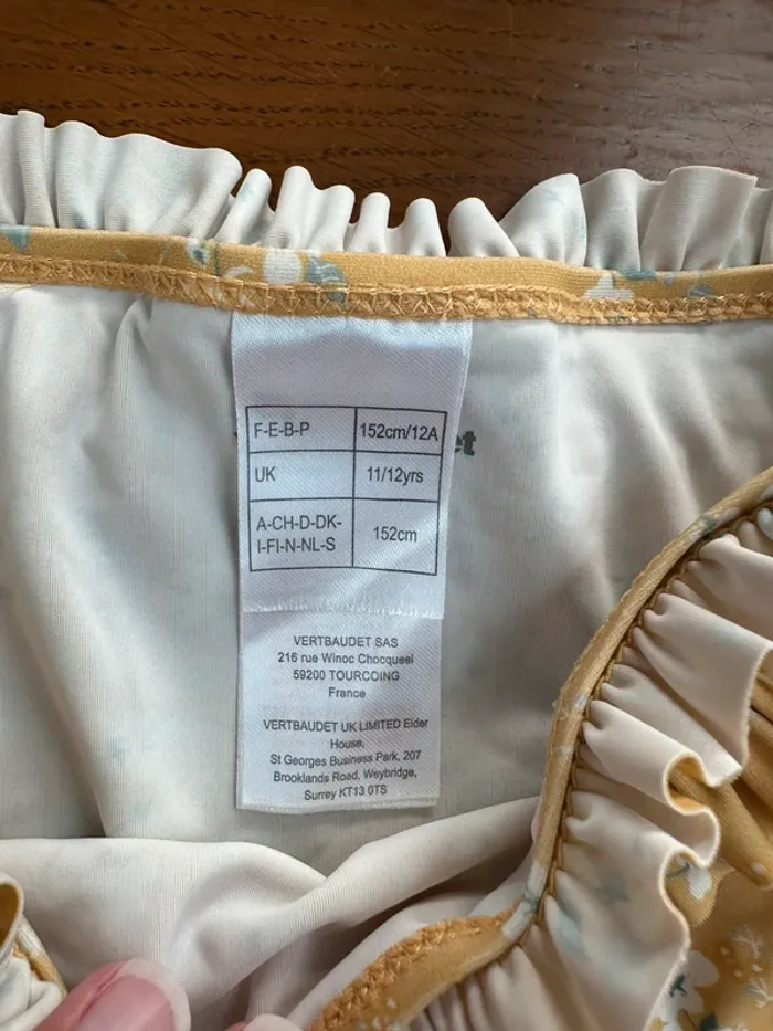 Maillot de bain fille 2 pièces 12 ans jaune fleuri - photo numéro 6