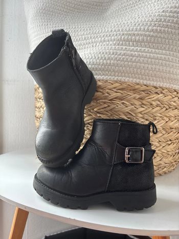 Bottines en cuir noir Gémo