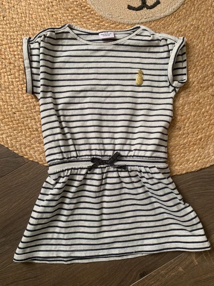 Robe marinière rayée gris bleu marine TAO tape à l’œil 2 ans 24 mois - photo numéro 2
