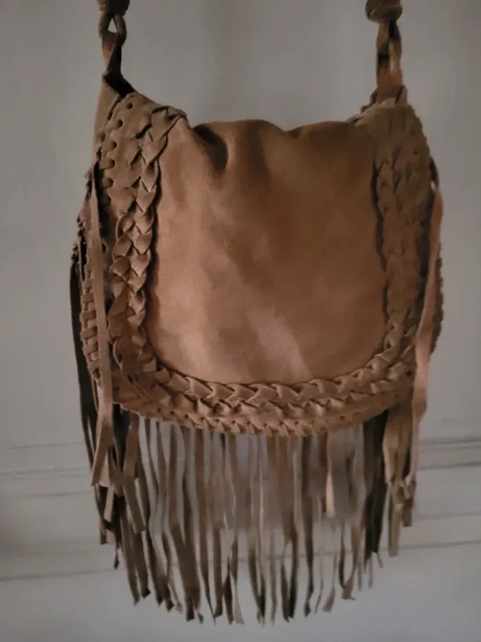 Sac en cuir  daim avec franges  Camaïeu - photo numéro 2
