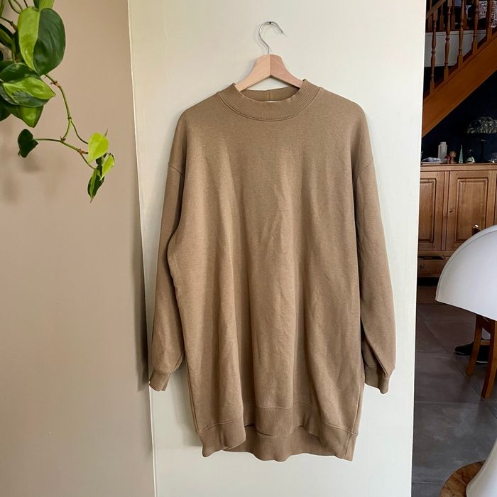 Robe pull camel Pull&Bear Taille M oversize col montant coton majoritaire V051