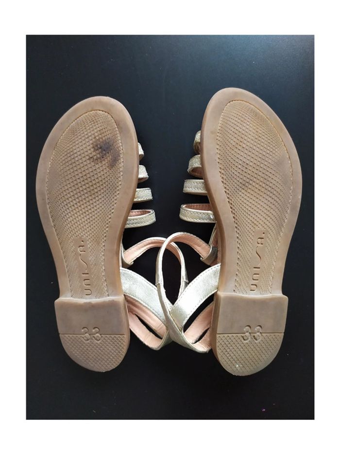 Sandales filles type spartiates en cuir doré Unisa pointure 33 - photo numéro 2