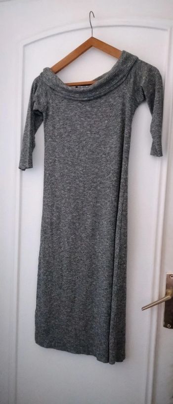 Robe pull col montant gris chiné XS mango