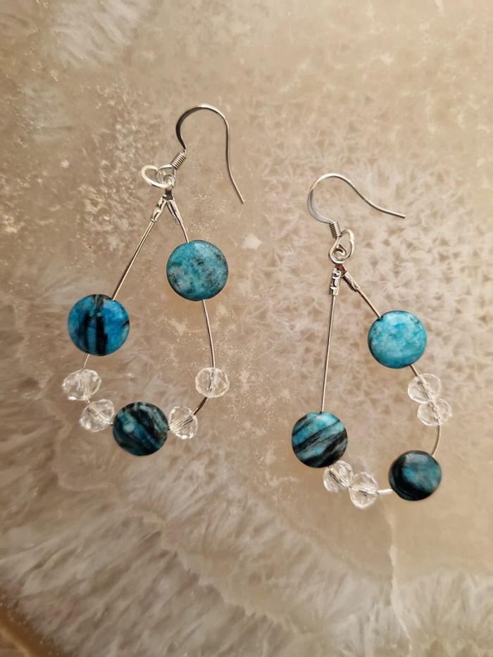 Boucles D'oreilles Apatite Cristal Acier
