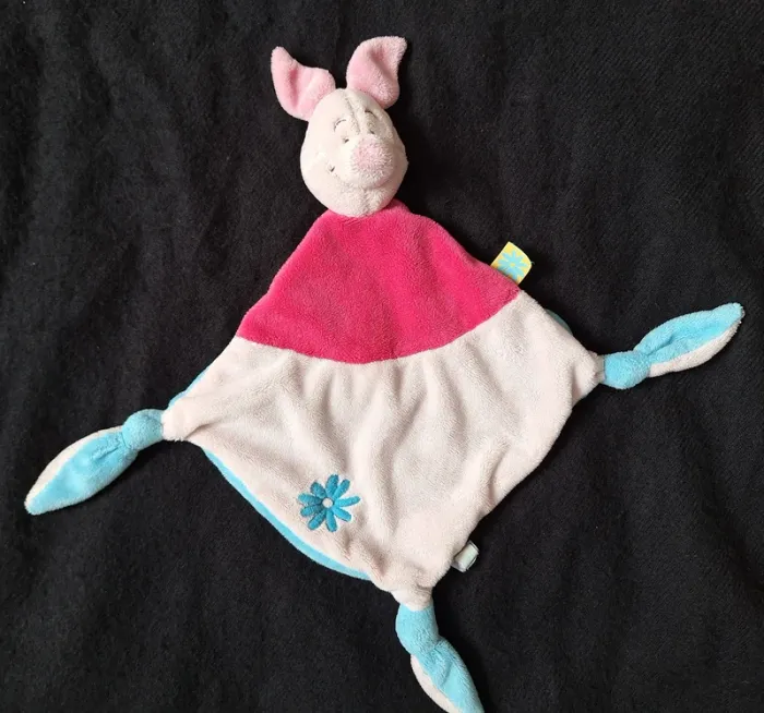 Doudou plat Porcinet Rose/Bleu/Fleur - Disney