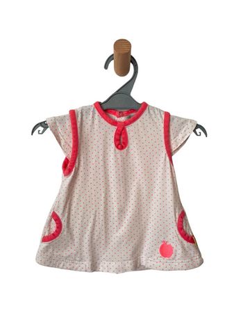 Robe d’été motif pomme et pois roses - Prémaman 3 mois