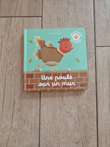 Livre bébé cartonné à toucher "une poule sur un mur"