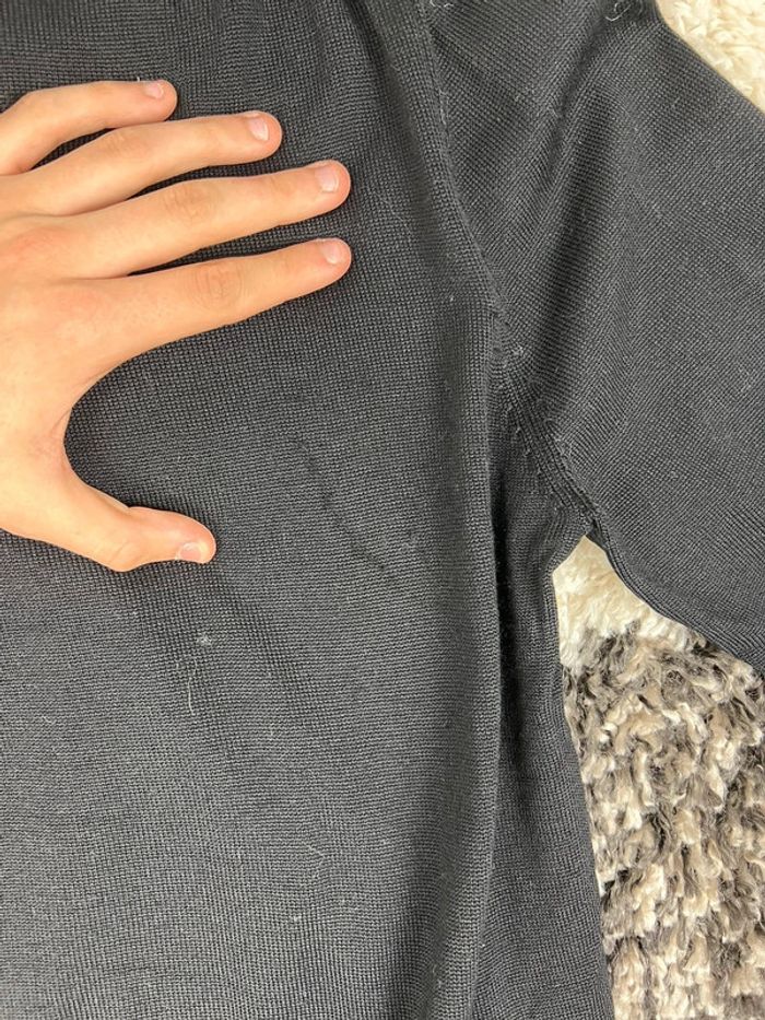 Pull Lacoste col V noir en coton taille XL femme - photo numéro 9