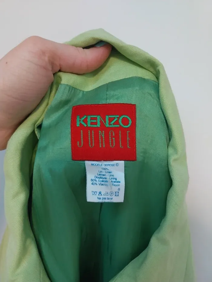 Veste vert pomme en lin Kenzo XS - photo numéro 3