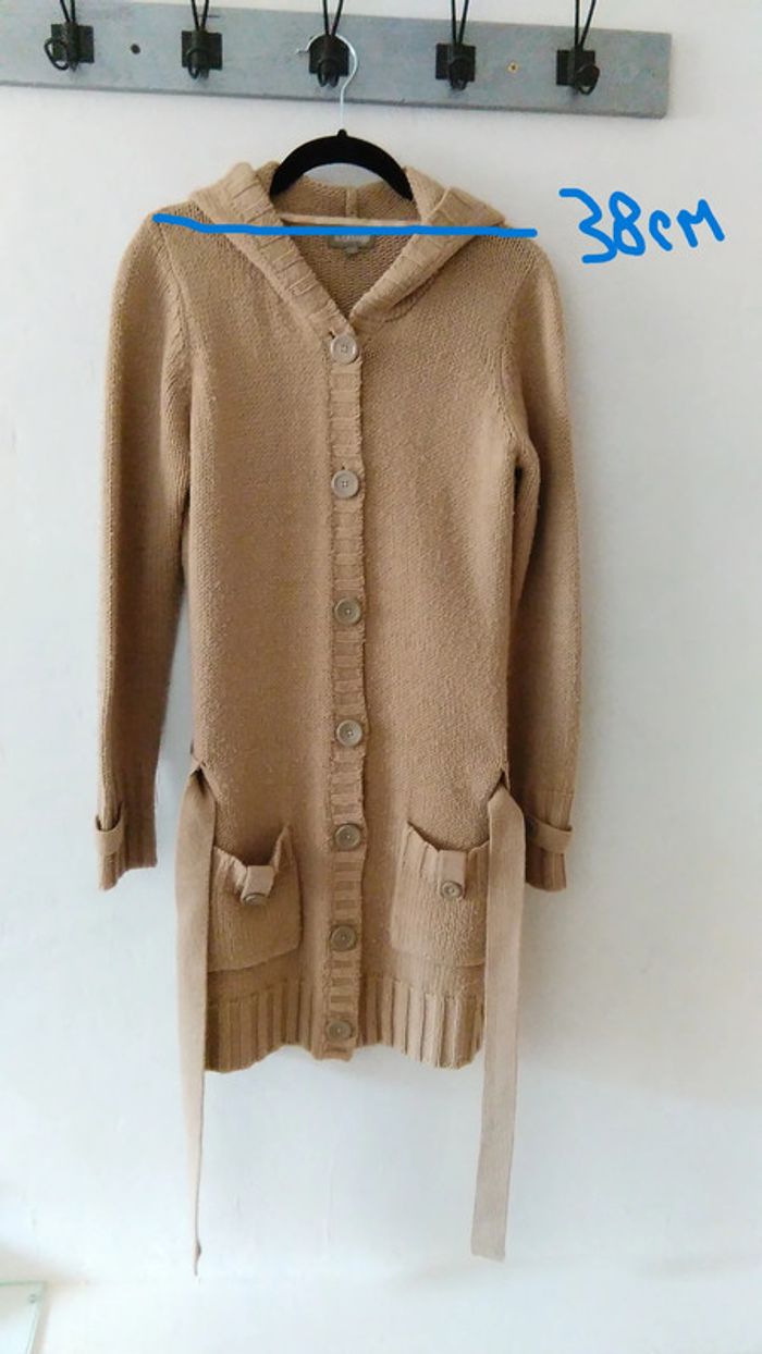 Veste mi-longue à capuche beige In Extenso - photo numéro 3