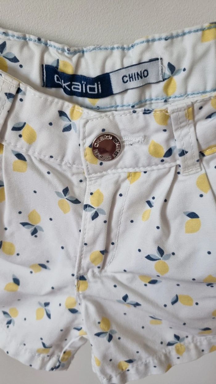 Short okaidi chino citron taille 4ans ceinture ajustabe - photo numéro 8
