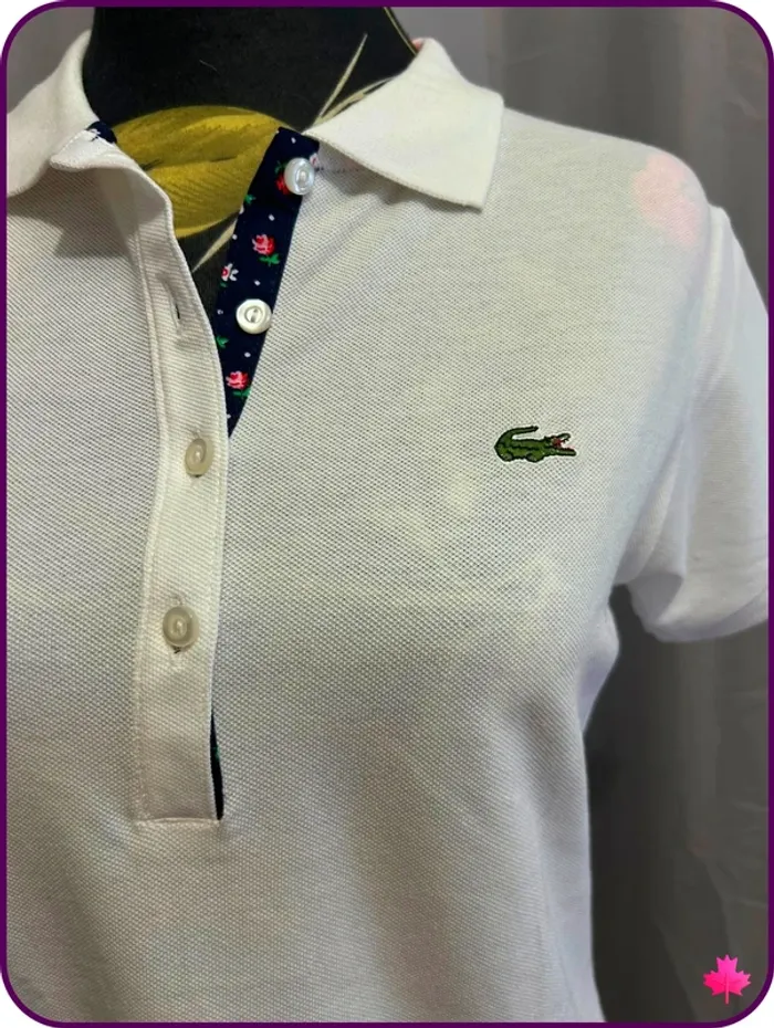 Polo Lacoste blanc classique - Taille S - Made in France - photo numéro 2