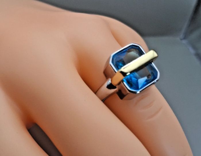 Bague En Argent 925 + grand  zirconium bleu  marque hippie & bohème  by petits hauts