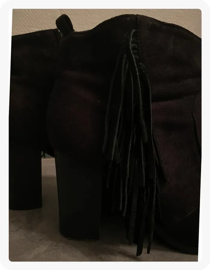 Bottines noires à franges Top or - photo numéro 2