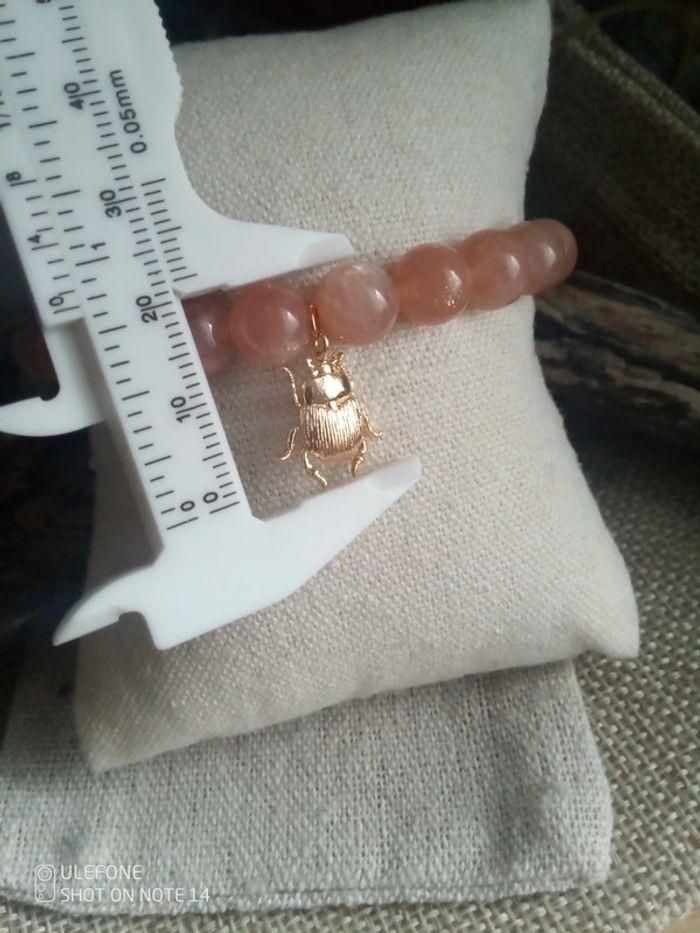 Bracelet scarabée pierres de lune orangées - photo numéro 4