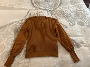 Pull fin manches longues couleur camel