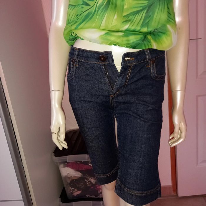 Bermuda / Pantacourt / short longueur genoux en jean Bleu brut by Morgan état neuf taille 36 - photo numéro 6