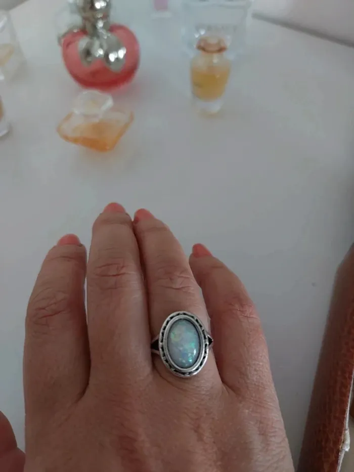 Bague fantaisie pierre imitation blanc - photo numéro 3