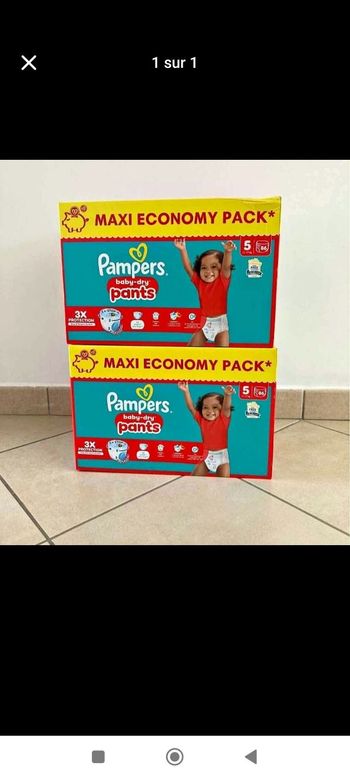 2 cartons couches Pampers taille 5 pants