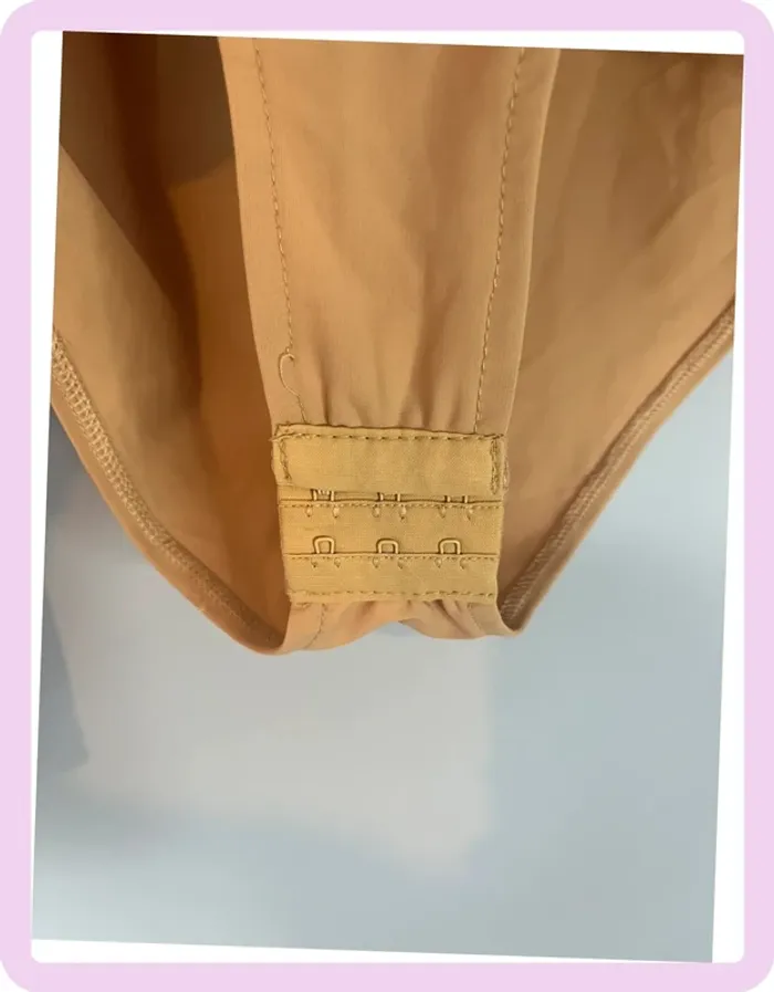 Body Vivons beige & noir – taille M – manches longues, chic graphique - photo numéro 3