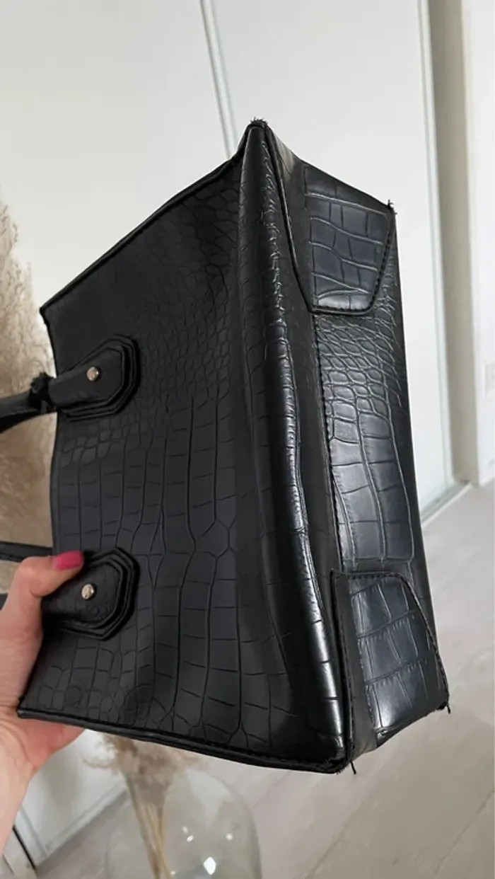 Sac noir en faux cuir croco - photo numéro 4