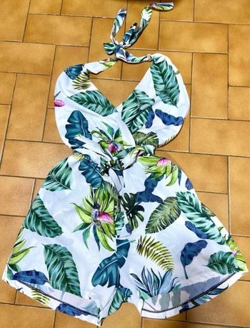 Combi short blanche motif tropicale xs/s