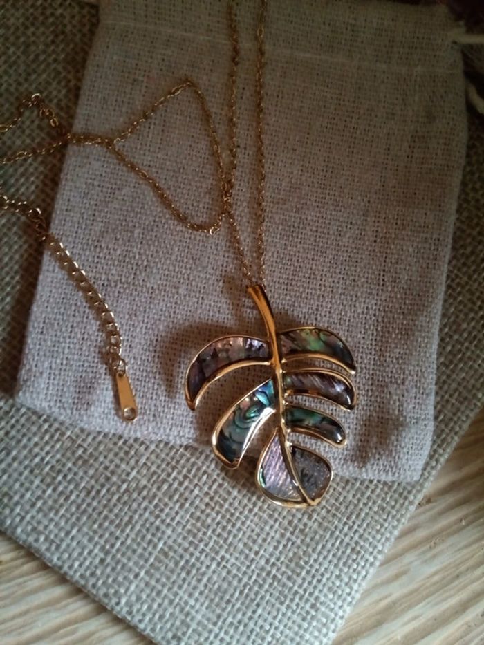 Collier bohème abalone feuille d'ormeaux - photo numéro 2