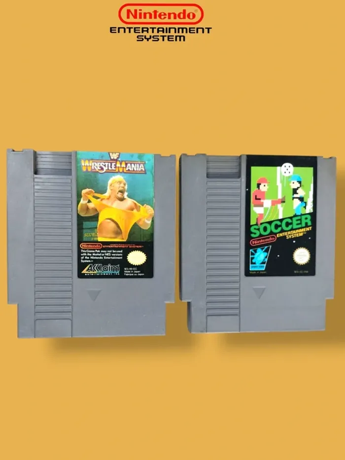Lot 2 jeux cartouche Nintendo Nes – WWF WrestleMania + Soccer