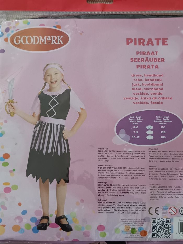 Déguisement pirate fille 4/6 ans neuf