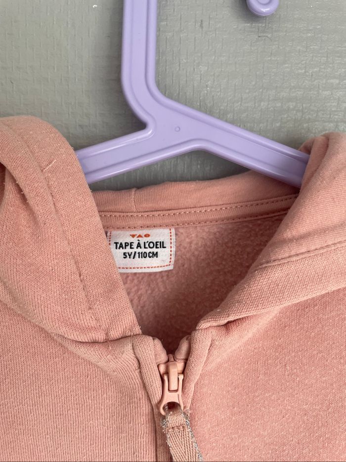 Gilet zipper à capuche rose fille 5 ans tape à l’œil - photo numéro 4